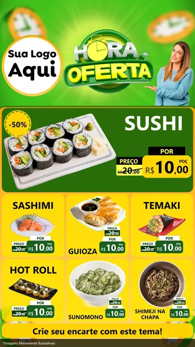 Modelo de Rede Social para Stories com o tema Hora da Oferta para Comida japonesa