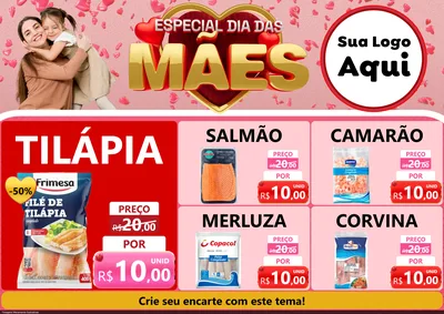 Modelo de Encarte para Encarte A4 Horizontal com o tema Especial Dia Das Mães para Peixaria