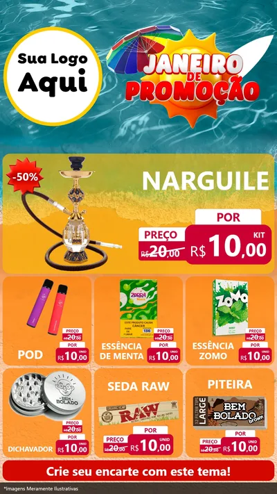 Modelo de Rede Social para Stories com o tema Janeiro de Promoção para Tabacaria