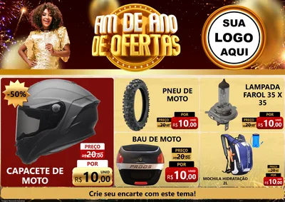 Modelo de Encarte para Encarte A4 Horizontal com o tema Fim de Ano de Ofertas para Moto peças