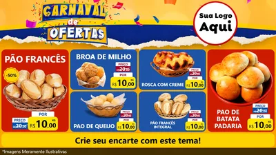 Modelo de TV para TV Horizontal com o tema Carnaval de Ofertas para Padaria