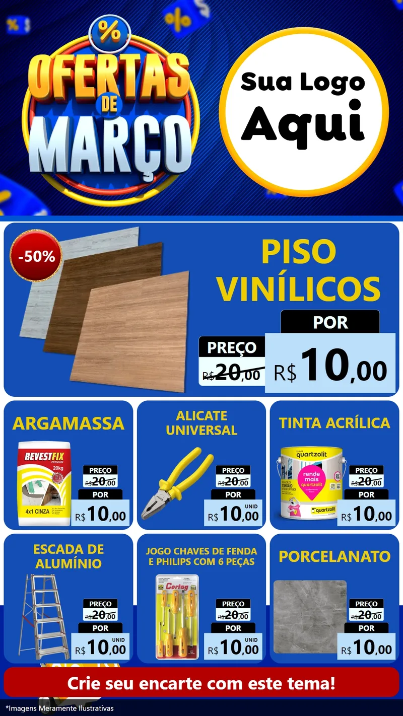 Modelo de Rede Social para Stories com o tema Ofertas de Março para Material para Construção