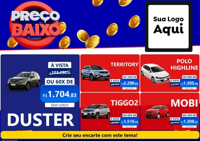 Modelo de Encarte para Encarte A4 Horizontal com o tema Preço Baixo para Concessionaria de Carros
