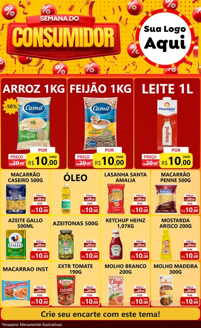 Modelo de Encarte para Encarte Grande com o tema Semana do Consumidor para Supermercado
