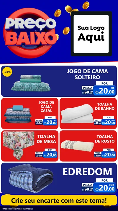 Modelo de TV para TV Vertical com o tema Preço Baixo para Cama, Mesa e Banho