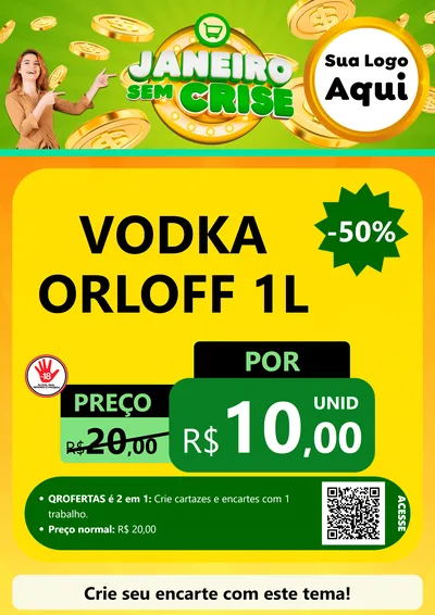 Modelo de Cartaz para Cartaz A4 Vertical com o tema Janeiro Sem Crise para Distribuidora de bebidas
