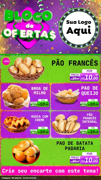 Modelo de TV para TV Vertical com o tema Bloco de Ofertas para Padaria