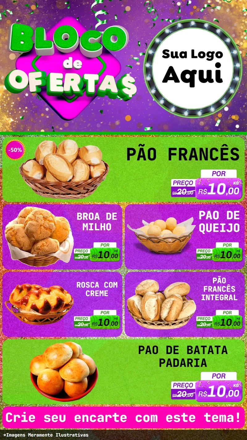 Modelo de TV para TV Vertical com o tema Bloco de Ofertas para Padaria
