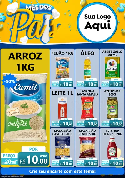 Modelo de Encarte para Encarte A4 Vertical com o tema Mês dos Pais para Supermercado