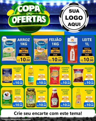 Modelo de Rede Social para Feed Instagram com o tema Copa de Ofertas para Supermercado