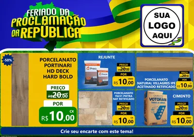 Modelo de Encarte para Encarte A4 Horizontal com o tema Feriado da Proclamação da República para Pisos e revestimentos