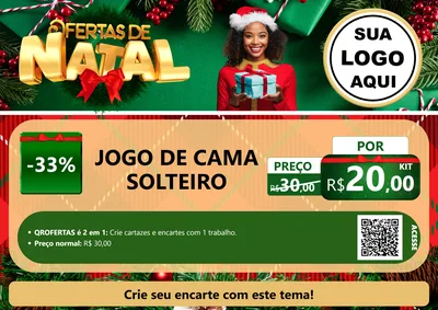 Modelo de Cartaz para Cartaz A4 Horizontal com o tema Ofertas de Natal para Cama, Mesa e Banho