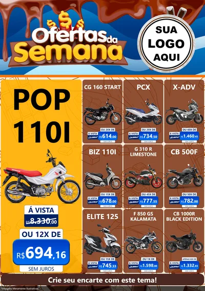 Modelo de Encarte para Encarte A4 Vertical com o tema Ofertas da Semana - Páscoa para Concessionaria de Motos