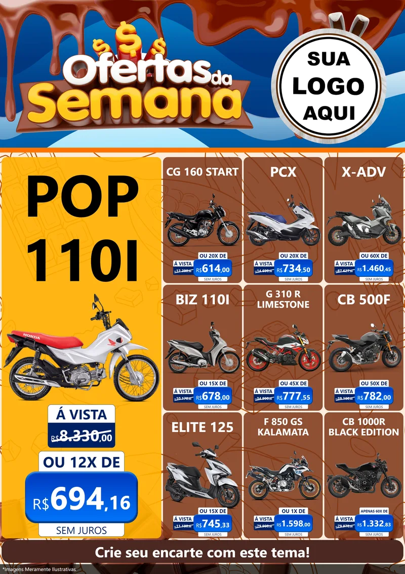 Modelo de Encarte para Encarte A4 Vertical com o tema Ofertas da Semana - Páscoa para Concessionaria de Motos