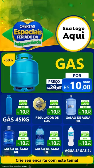 Modelo de Rede Social para Stories com o tema Ofertas Especiais Feriado da Independência para Água e gás
