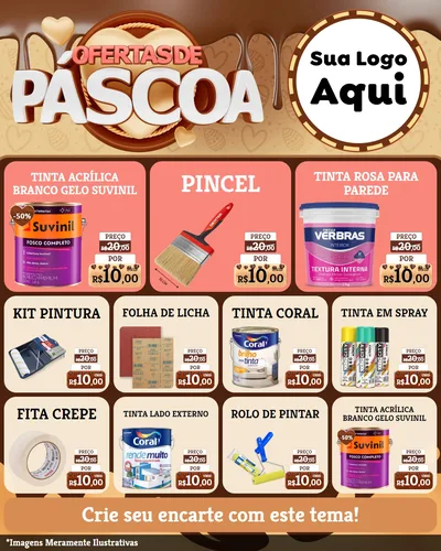 Modelo de Rede Social para Feed Instagram com o tema Ofertas de Páscoa para Tintas e Ferramentas