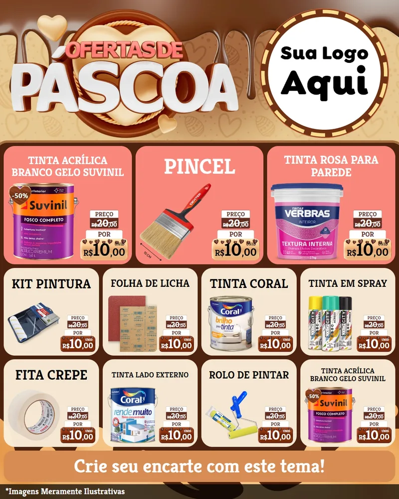 Modelo de Rede Social para Feed Instagram com o tema Ofertas de Páscoa para Tintas e Ferramentas