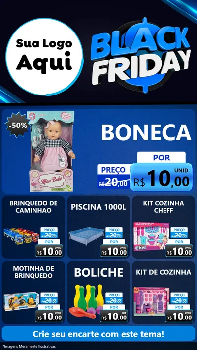 Modelo de Rede Social para Stories com o tema Black Friday para Brinquedos