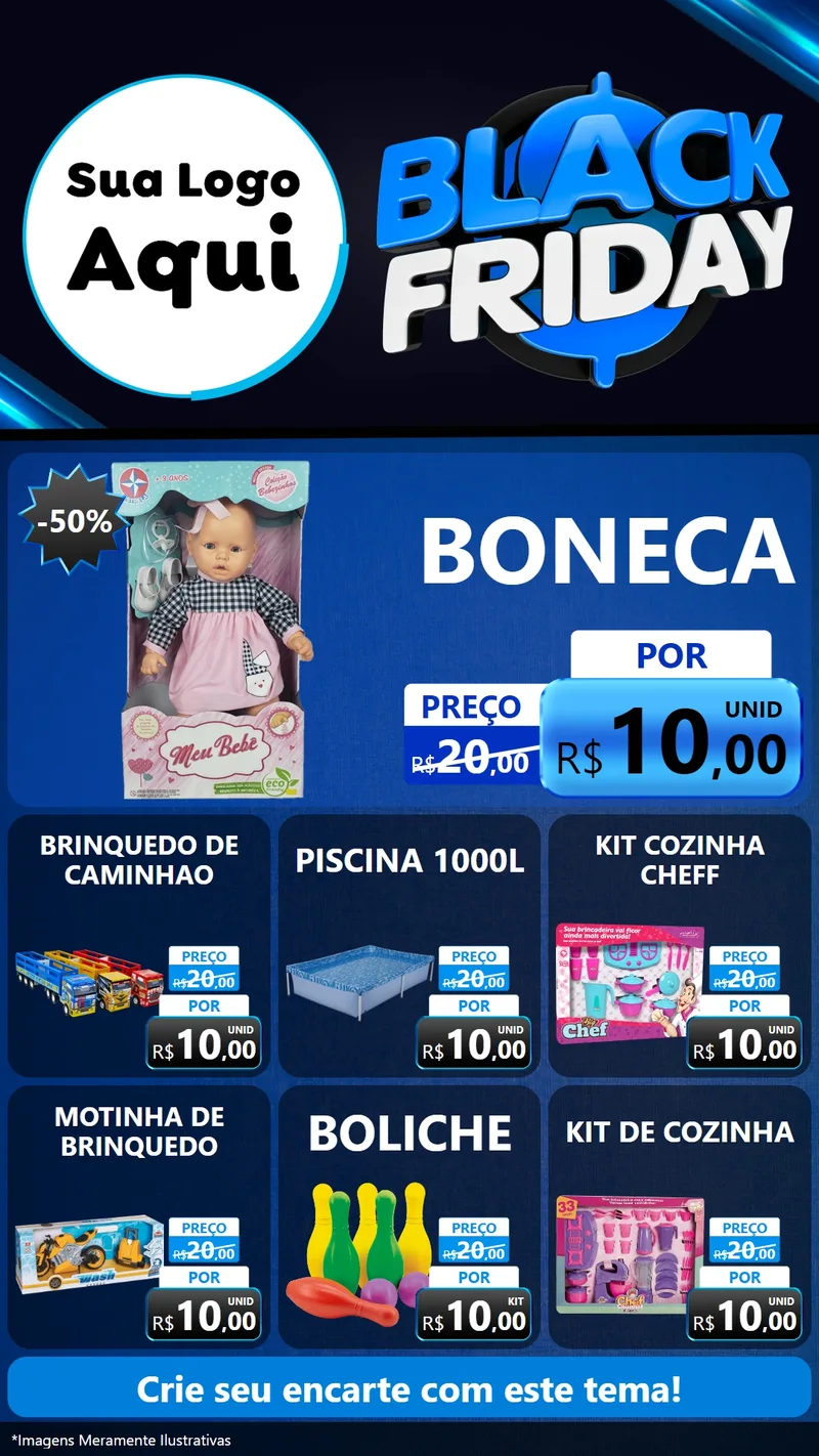 Modelo de Rede Social para Stories com o tema Black Friday para Brinquedos
