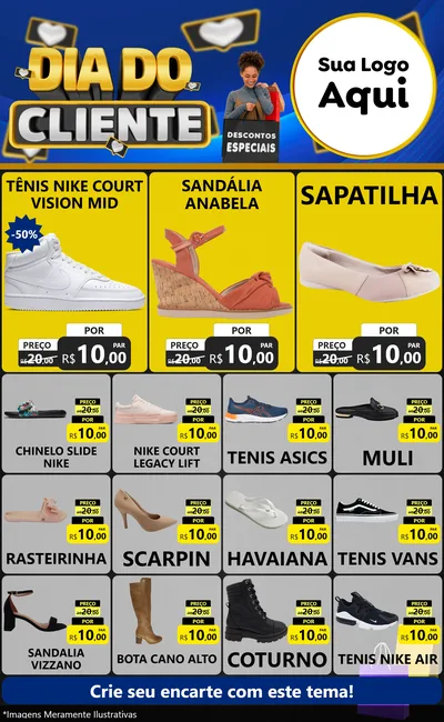 Modelo de Encarte para Encarte Grande com o tema Dia Do Cliente para Calçados
