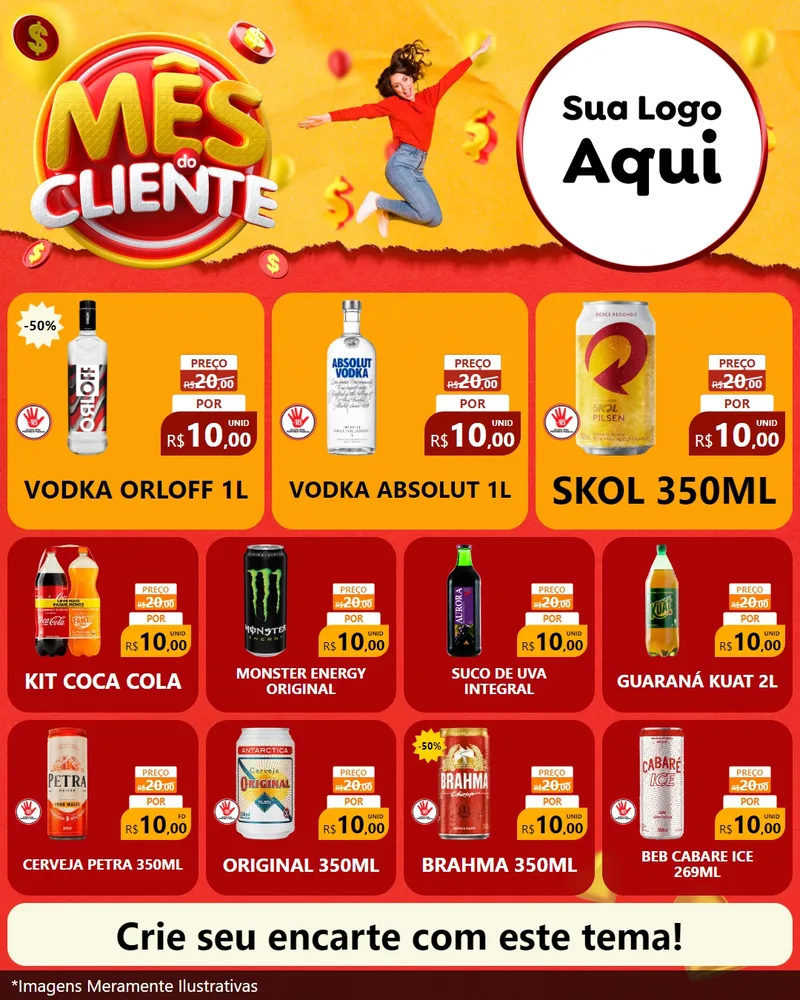 Modelo de Rede Social para Feed Instagram com o tema Mês do Cliente para Distribuidora de bebidas