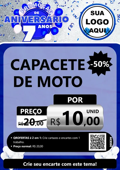 Modelo de Cartaz para Cartaz A4 Vertical com o tema Promoção de Aniversário - 7 Anos para Moto peças