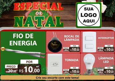 Modelo de Encarte para Encarte A4 Horizontal com o tema Especial de Natal para Materiais Elétricos