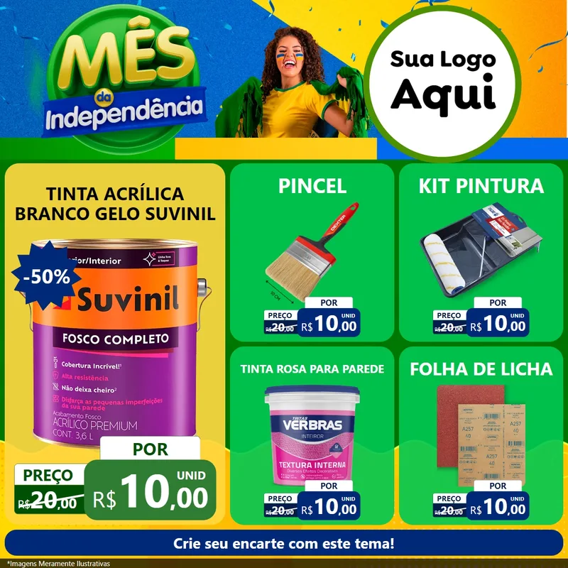 Modelo de Rede Social para Feed Facebook com o tema Mês da Independência para Tintas e Ferramentas