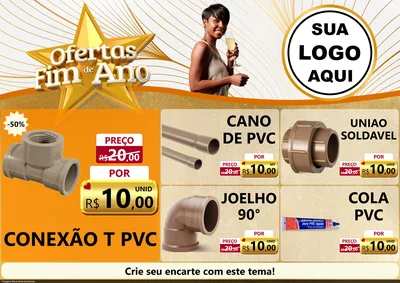 Modelo de Encarte para Encarte A4 Horizontal com o tema Ofertas Fim de Ano para Tubos e conexões