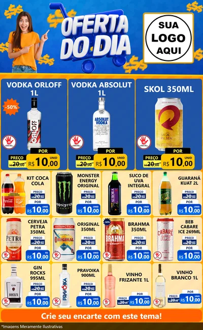 Modelo de Encarte para Encarte Grande com o tema Oferta do Dia para Distribuidora de bebidas