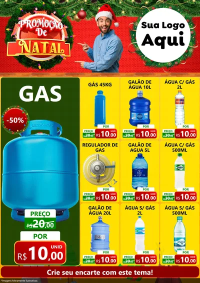 Modelo de Encarte para Encarte A4 Vertical com o tema Promoção de Natal para Água e gás