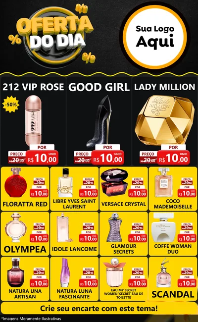 Modelo de Encarte para Encarte Grande com o tema Oferta Do Dia para Perfumes