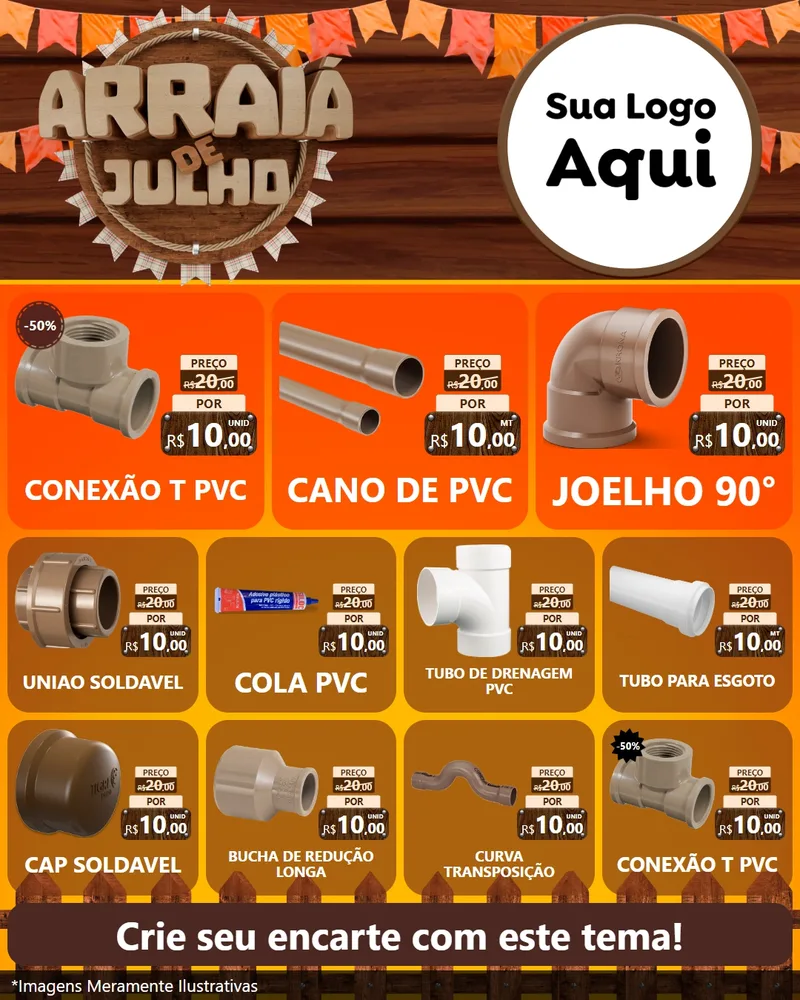 Modelo de Rede Social para Feed Instagram com o tema Arraiá de Julho - Junina para Tubos e conexões