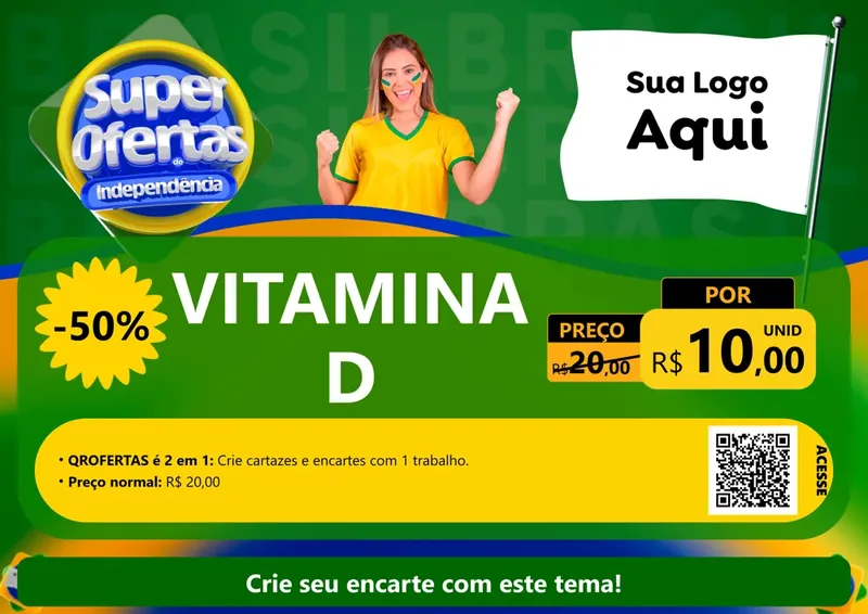 Modelo de Cartaz para Cartaz A4 Horizontal com o tema Super Ofertas de Independência para Farmácia