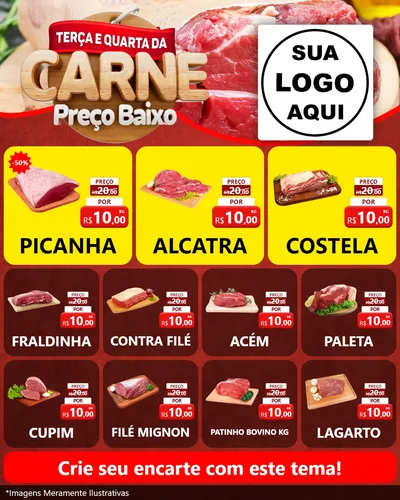 Modelo de Rede Social para Feed Instagram com o tema Terça e Quarta da Carne para Açougue