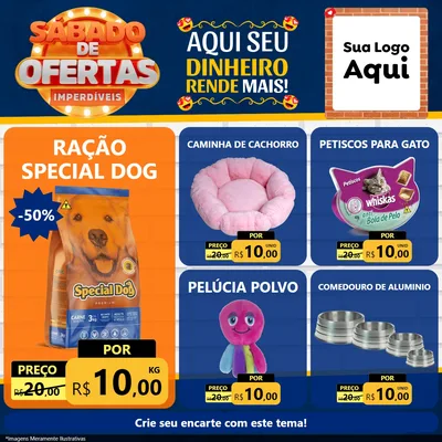 Modelo de Rede Social para Feed Facebook com o tema Sábado de Ofertas Imperdíveis para Pet Shop