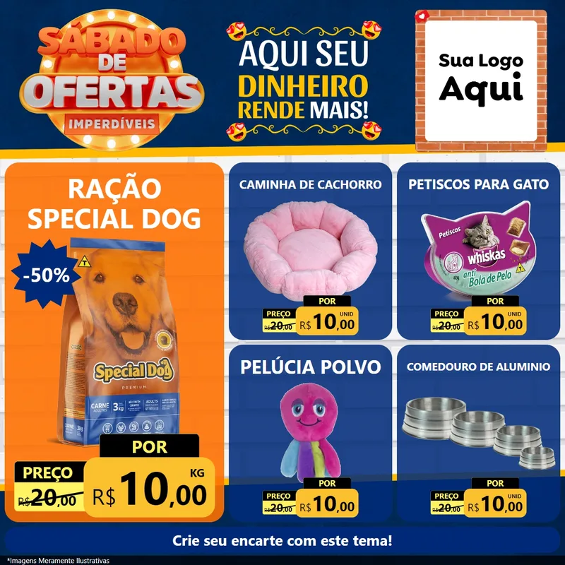 Modelo de Rede Social para Feed Facebook com o tema Sábado de Ofertas Imperdíveis para Pet Shop