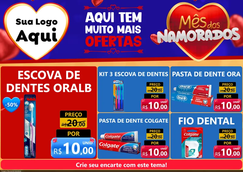 Modelo de Encarte para Encarte A4 Horizontal com o tema Mês dos Namorados para Higiene Pessoal