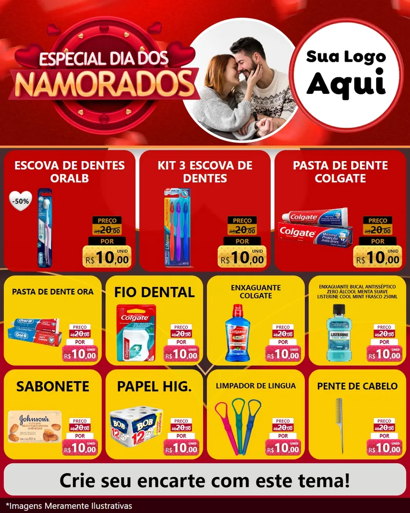 Modelo de Rede Social para Feed Instagram com o tema Especial Dia Dos Namorados para Higiene Pessoal