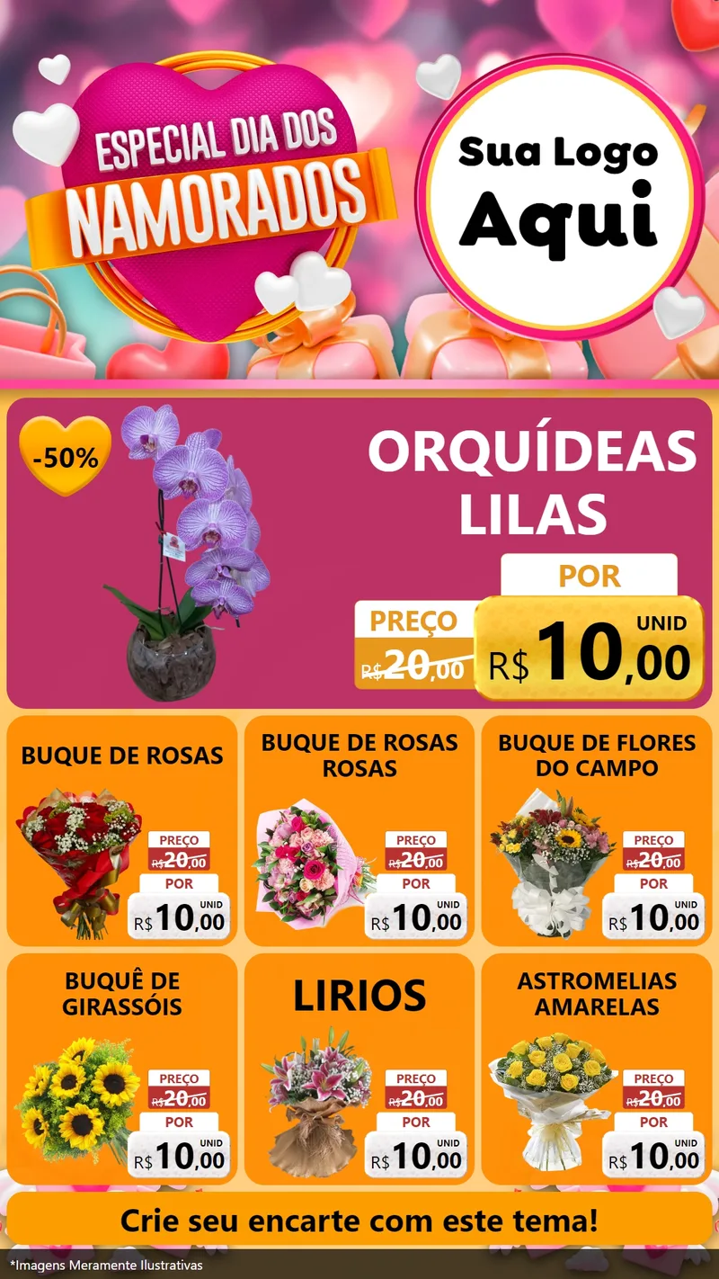 Modelo de Rede Social para Stories com o tema Especial Dia dos Namorados para Floricultura e jardim