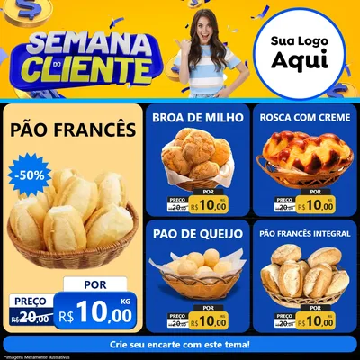 Modelo de Rede Social para Feed Facebook com o tema Semana do Cliente para Padaria