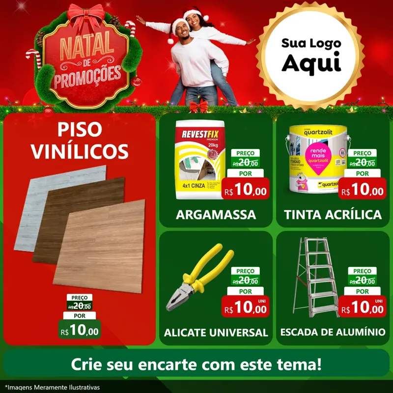 Modelo de Rede Social para Feed Facebook com o tema Natal de Promoções para Material para Construção