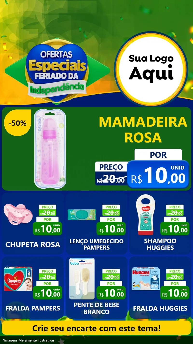 Modelo de Rede Social para Stories com o tema Ofertas Especiais Feriado da Independência para Bebês