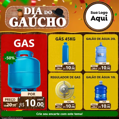 Modelo de Rede Social para Feed Facebook com o tema Dia do Gaúcho para Água e gás