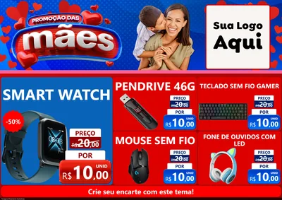 Modelo de Encarte para Encarte A4 Horizontal com o tema Promoção das Mães para Informática