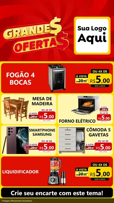 Modelo de TV para TV Vertical com o tema Grandes Ofertas para Móveis e Eletro
