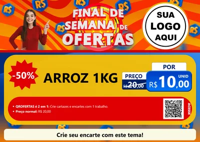 Modelo de Cartaz para Cartaz A4 Horizontal com o tema Final de Semana de Ofertas para Supermercado