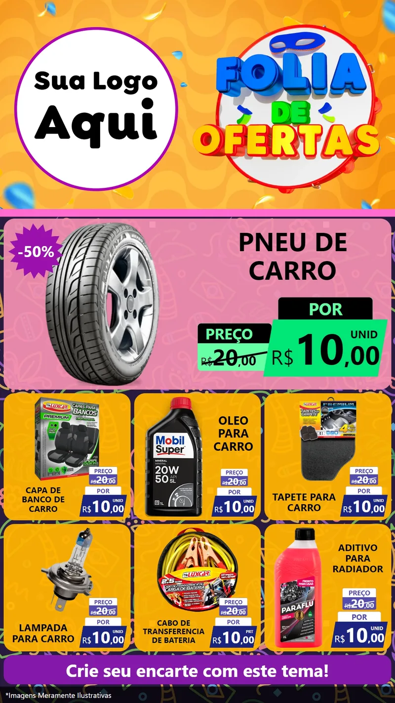 Modelo de Rede Social para Stories com o tema Folia de Ofertas para Auto peças