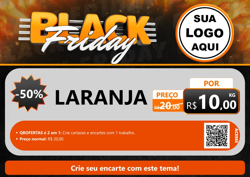 Modelo de Cartaz para Cartaz A4 Horizontal com o tema Black Friday para Hortifrúti