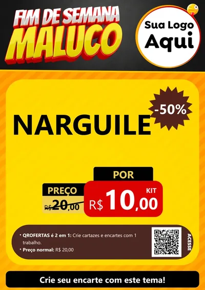 Modelo de Cartaz para Cartaz A4 Vertical com o tema Final de Semana Maluco para Tabacaria